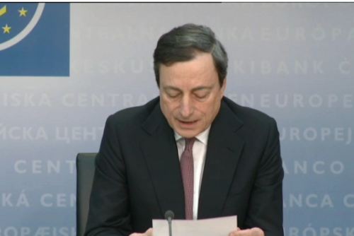 Mario Draghi en la rueda de prensa