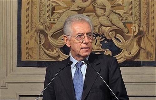 Mario Monti en el Senado italiano