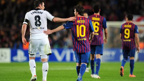 Messi y Lampard en el partido Barça-Chelsea