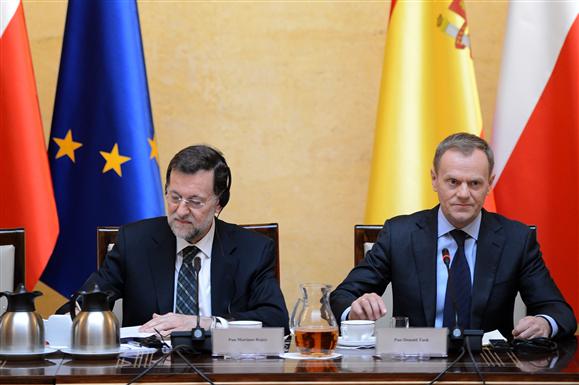 Los jefes de gobierno de España y Polonia, Rajoy y Tusk