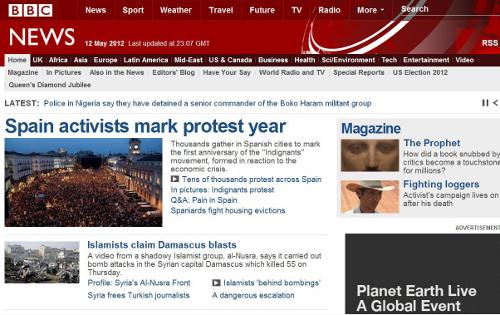 El 12M en la web de BBC news