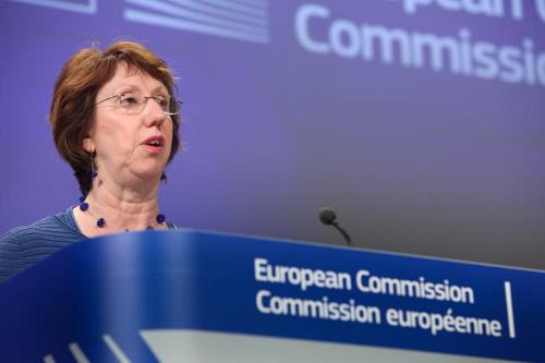 Catherine Ashton en rueda de prensa en Bruselas