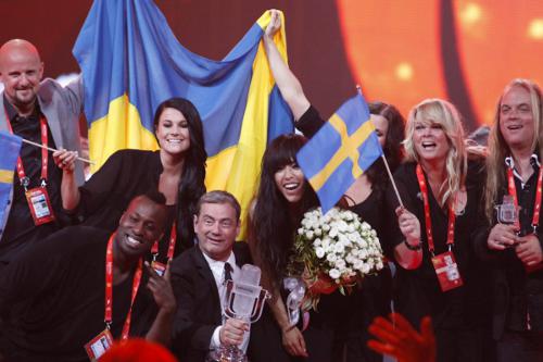 La delegación sueca celebra su victoria en Eurovisión