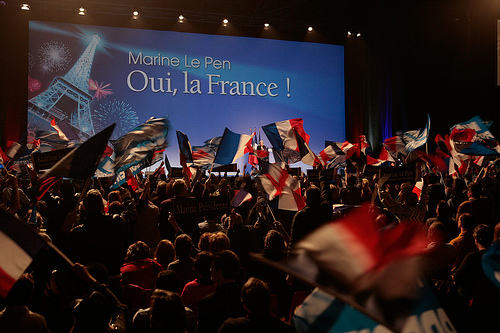 Mitin de Marine Le Pen en la campaña electoral francesa