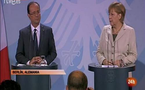 Merkel y Hollande en rueda de prensa en Berlín