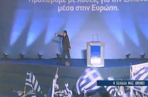 Antonis Samaras, en el último mitin electoral