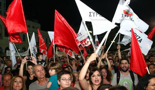 Partidarios de la coalición de izquierda griega Syriza