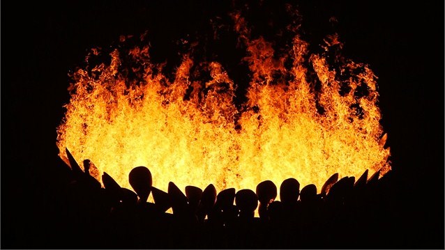 La llama olímpica, en el estadio de Straford, Londres