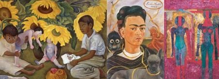 Collage de cuadros de famosos pintores mexicanos