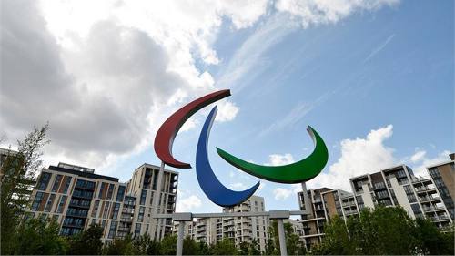Símbolo de las paralimpiadas en la villa olímpica de Londres