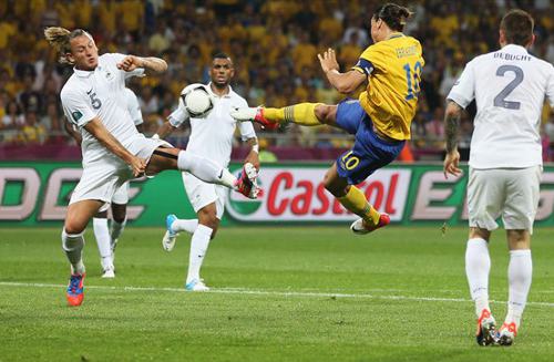 Ibrahimovic en un partido de la Eurocopa entre Suecia y Francia