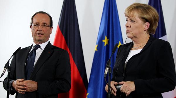 Hollande y Merkel, en el acto de Ludvigsburg