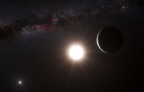 El exoplaneta frente a la estrella