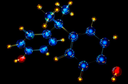 Modelo molecular de bifenilo, utilizado para producir plásticos