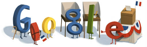 Doodle de google sobre elecciones presidenciales francesas en 2012
