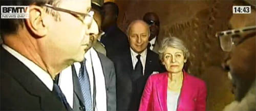 Bokova con Hollande en Tombuctú
