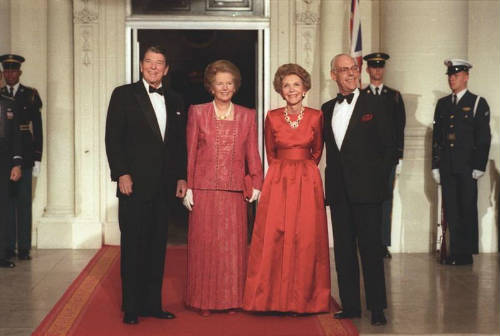 Matrimonios Reagan y Thatcher en la Casa Blanca