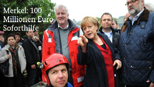Merkel visitando zonas inundadas