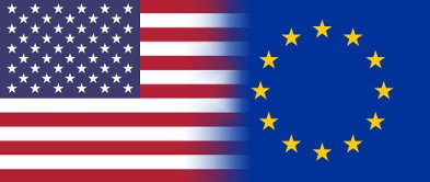 Banderas de EEUU y UE fundidas