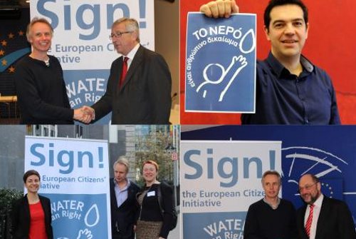 Los cuatro candidatos con carteles a favor del agua derecho humano