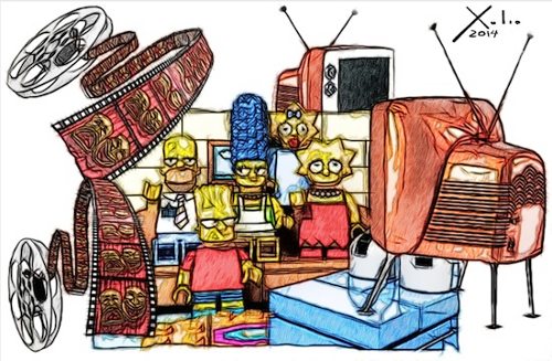 Dibujo de Xulio Formoso alusivo a la cultura audiovisual