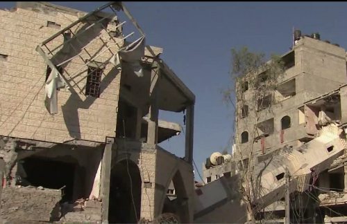 Restos de la escuela de la ONU bombardeada por Israel