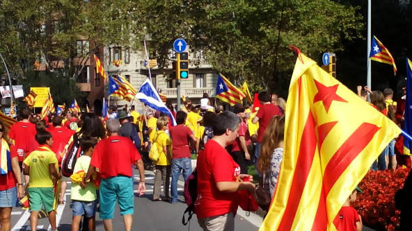 Banderas Escocia y Cataluña en Barcelona