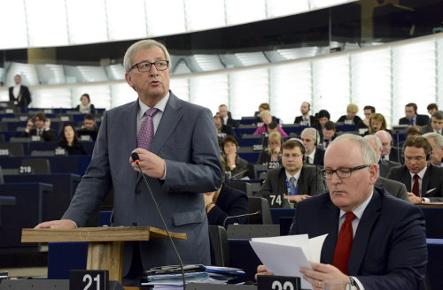 Jean-Claude Juncker y Frans Timmermans en el Parlamento Europeo