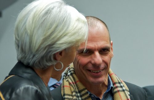 Christine Lagarde y Varufakis, charlan