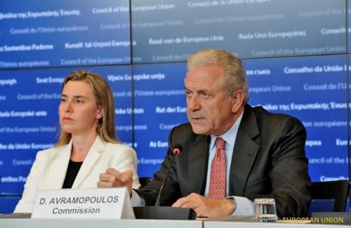 Mogherini y Avramopoulos en rueda de prensa