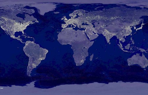 Imagen de la Tierra de noche desde el espacio