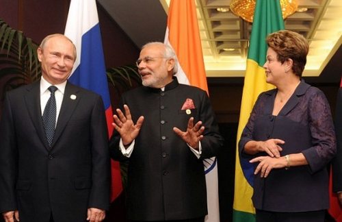 Los jefes de Estado de Rusia, India y Brasil 