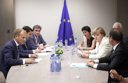 Mesa redonda con Alexis Sipras, Angela Merkel, François Hollande y Donald Tusk, entre otros