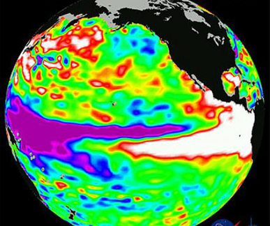 Fenómeno de El Niño visto por satélite