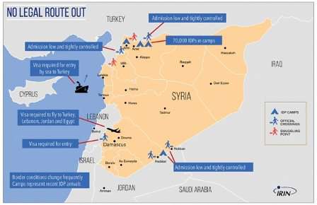 Mapa con las rutas de salida y entrada a Siria